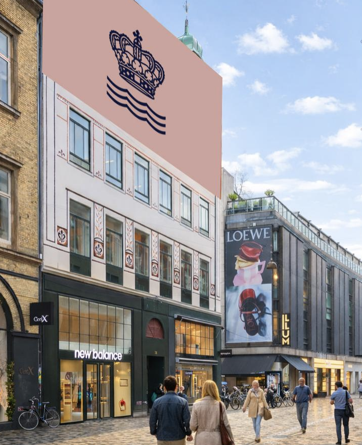 Gavlbanner på Købmagergade 22 med udsigt mod New Balance og Illum