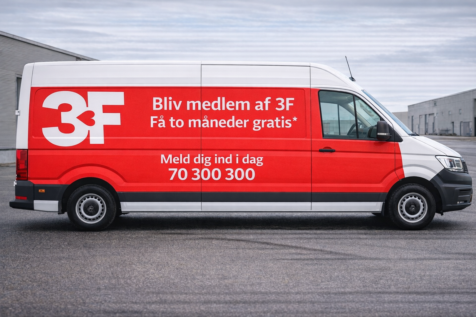 VW Crafter med fuld wrap-reklame